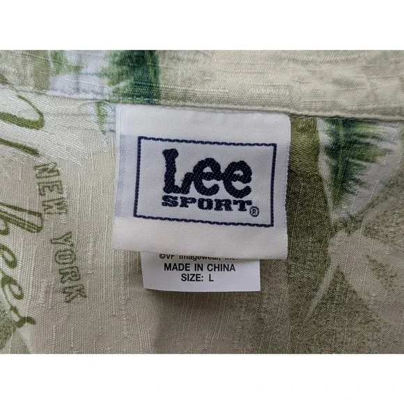 Vintage Lee Sport New York Yankees Hawaiian Shirt Men's Size L Floral Tropical - Picture 3 of 9